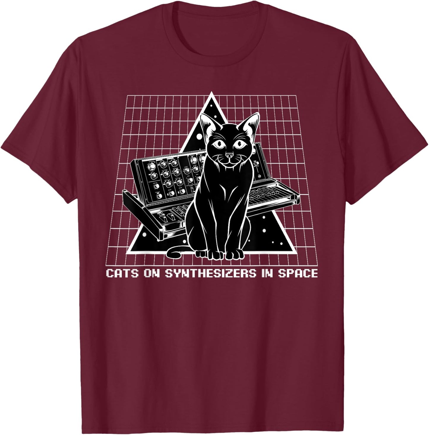 Cats On Synthesizers In Space Cat Owner Musician Gift Women T-Shirt - T-Shirt | Maroon