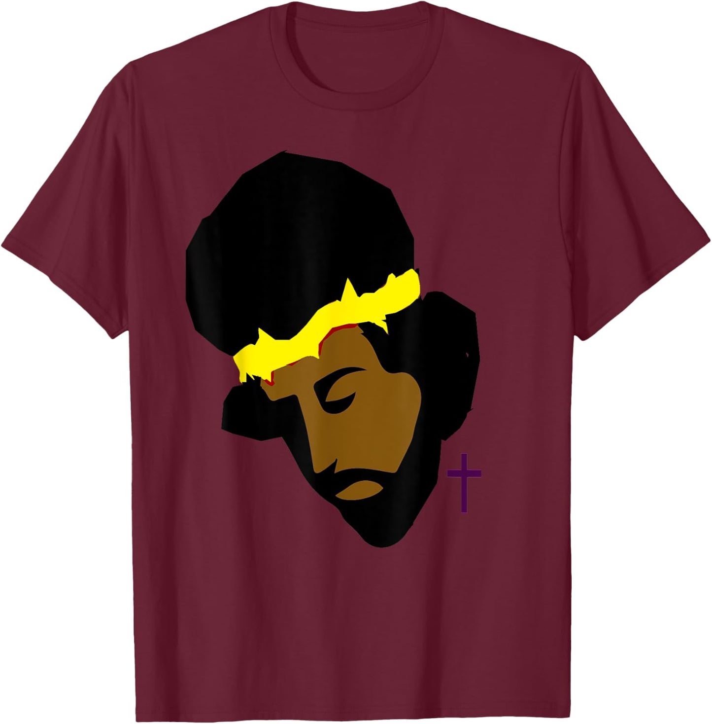 AFRICAN AMERICAN JESUS SHIRT | Black Jesus Art T-Shirt - T-Shirt | Maroon