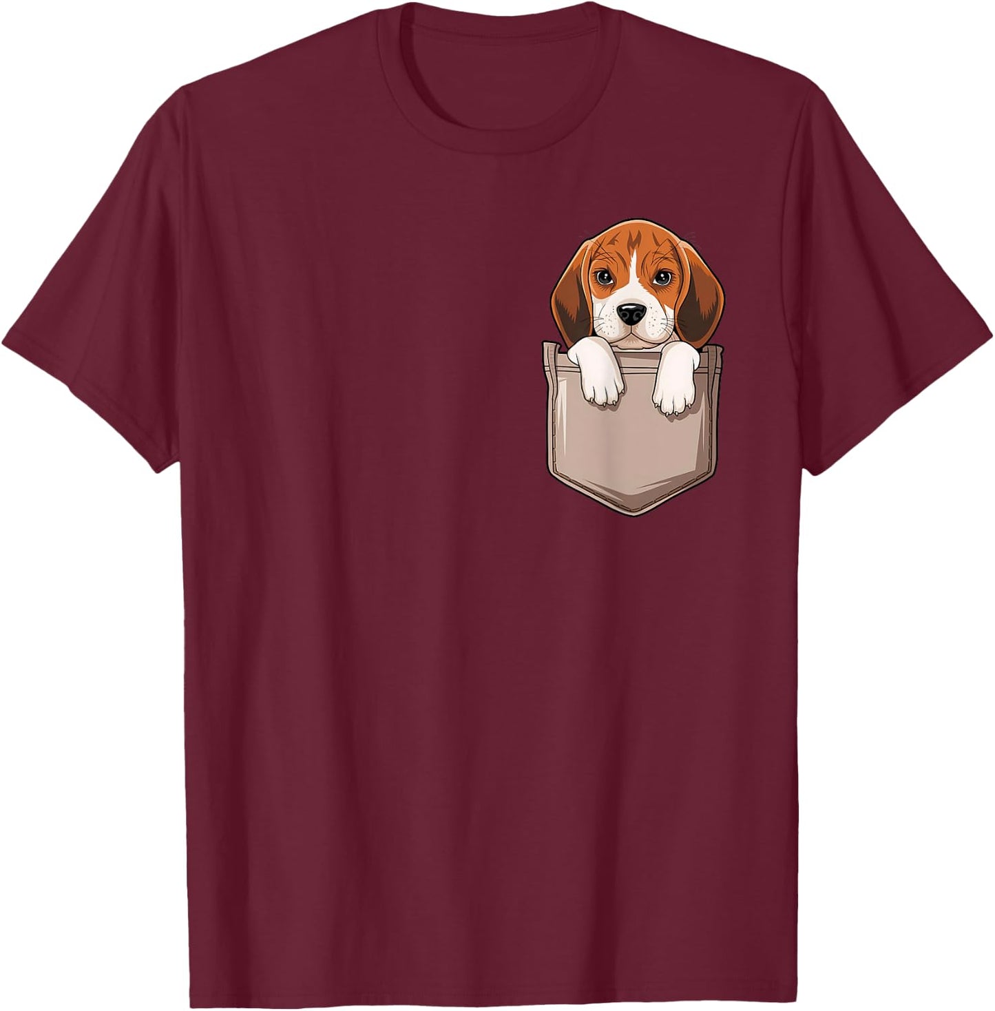 Beagle Dog In The Pocket Cute Pocket Beagle Face Pet Lover Women Kids T-Shirt - T-Shirt | Maroon