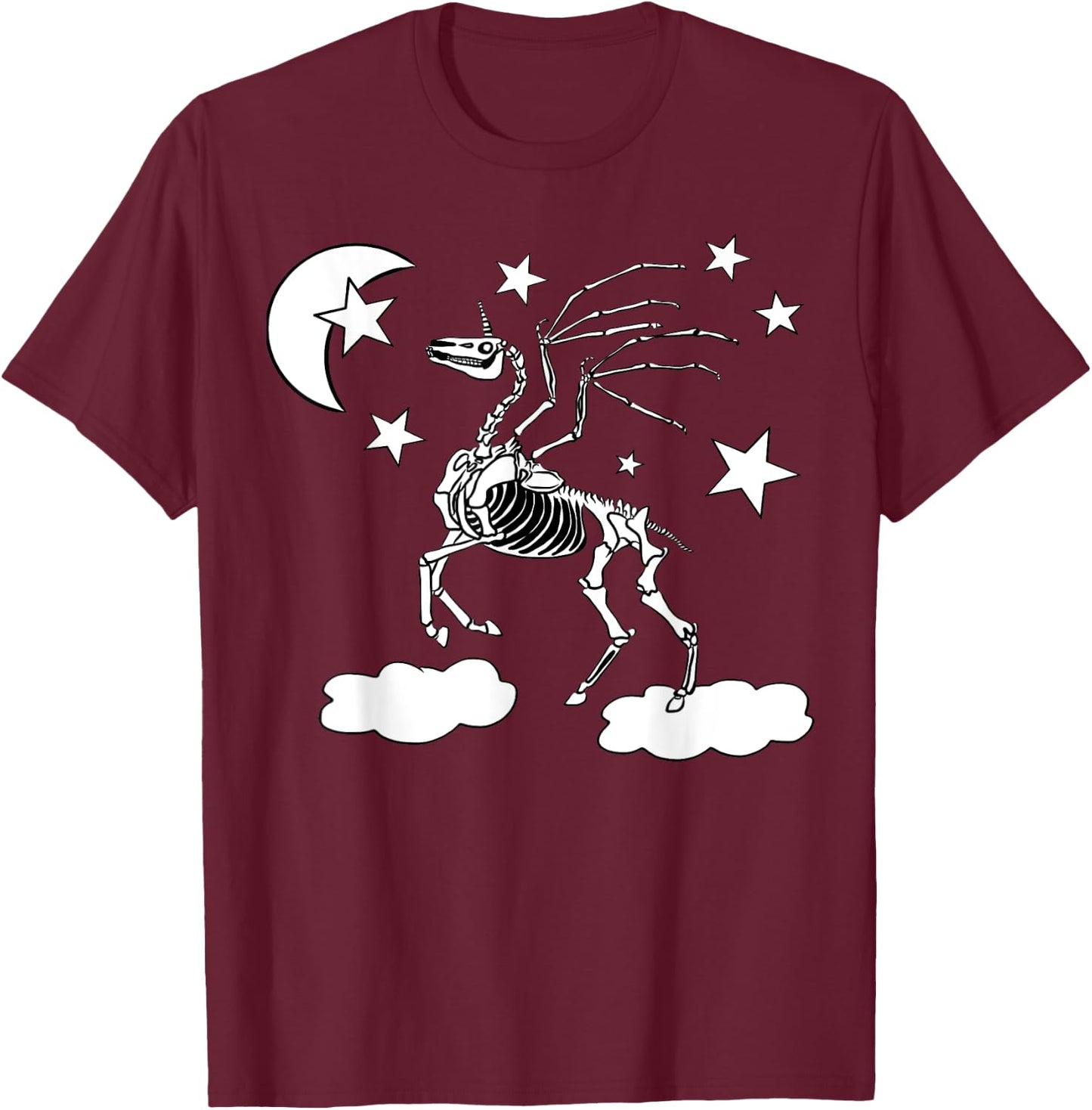 Moonlight Unicorn Costume For Girls Pegasus Gothic Skeleton T-Shirt - T-Shirt | Maroon