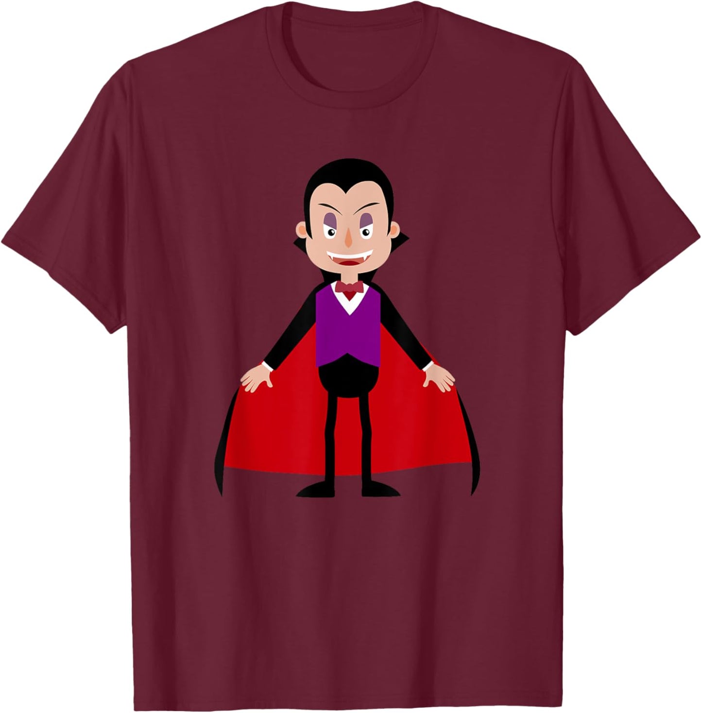 Halloween Vampire Print Graphic T Shirt Kids Boys Girls T-Shirt - T-Shirt | Maroon