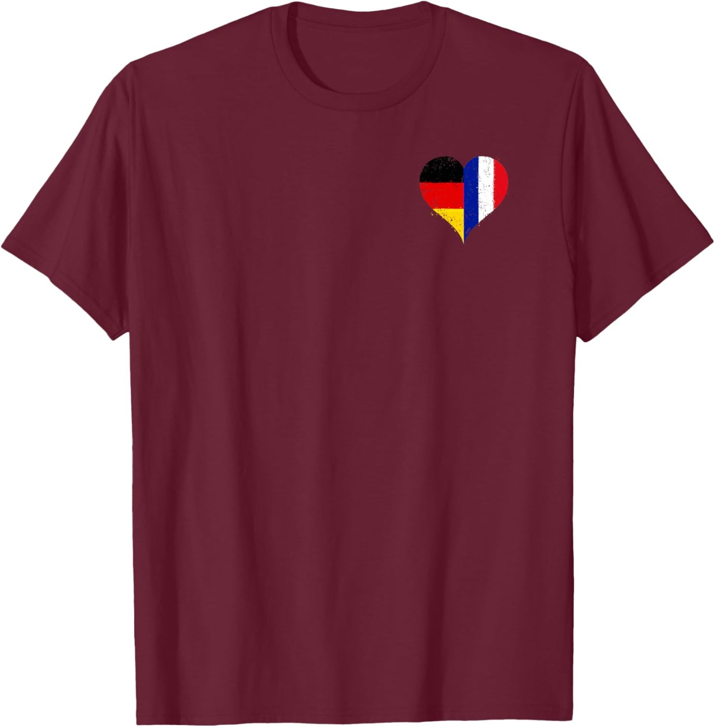 Petit Drapeau France Allemagne Fier Fan Français Allemand Haut de Gamme T-Shirt - T-Shirt | Maroon