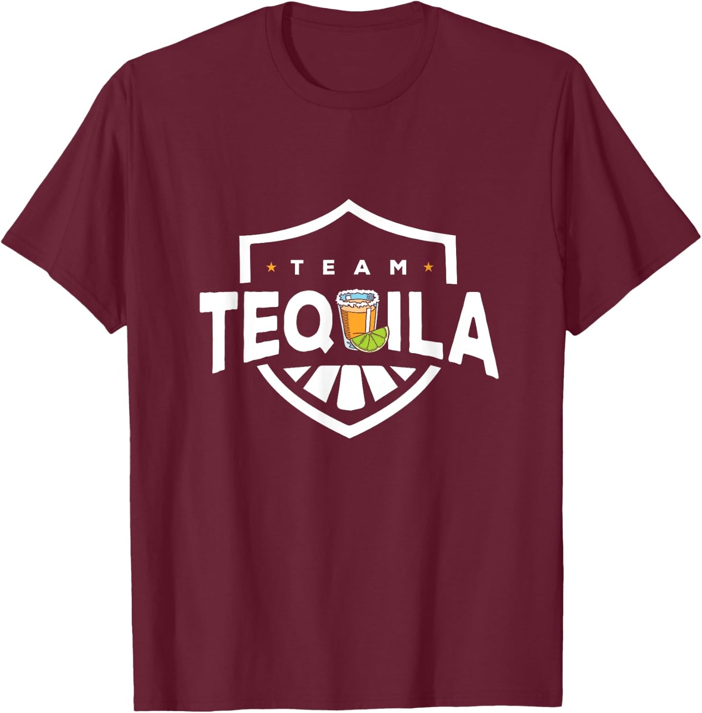 Funny Team Tequila With Green Lime Salt Group Costume T-Shirt - T-Shirt | Maroon