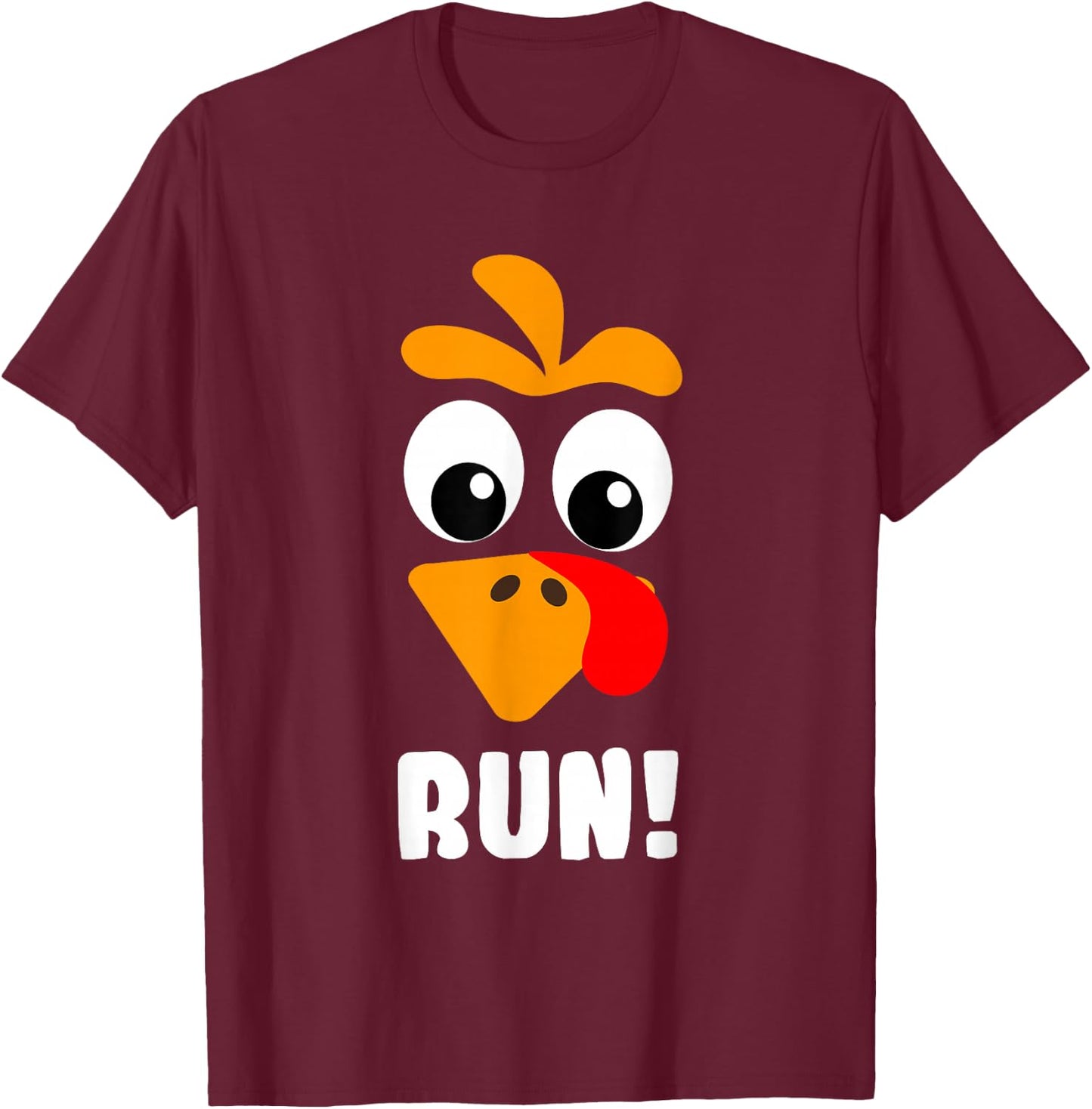 Turkey Trot Adult Costume Turkey Face T-Shirt - T-Shirt | Maroon