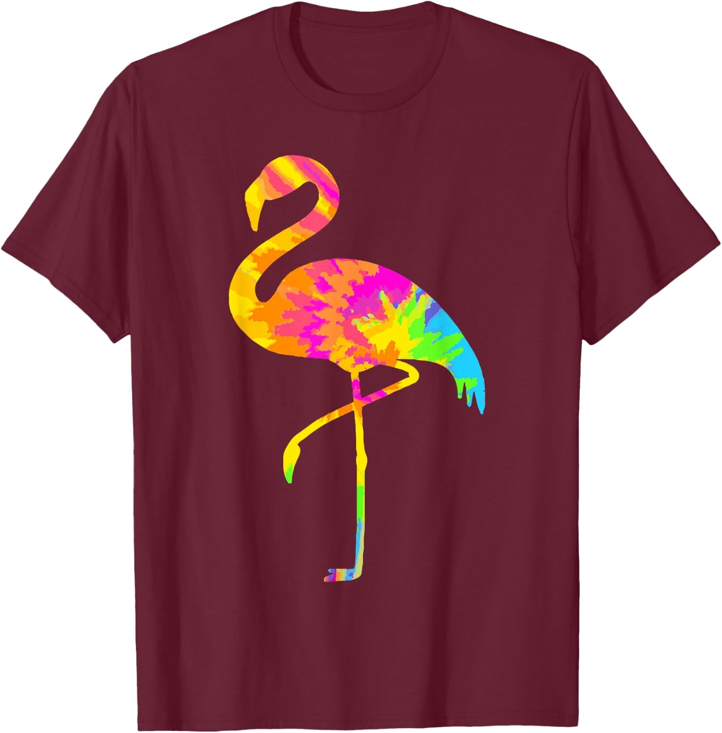 Flamingo Tie Dye Vintage Hippie Flamingo Lover T-Shirt - T-Shirt | Maroon
