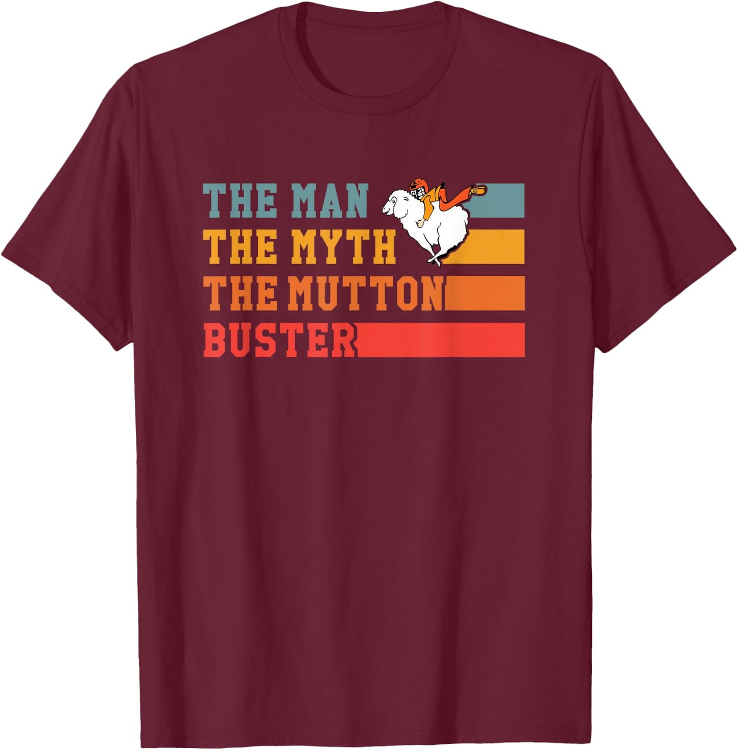 Mutton Busting Youth Rodeo Sheep Riding Kids Mutton Buster T-Shirt - T-Shirt | Maroon