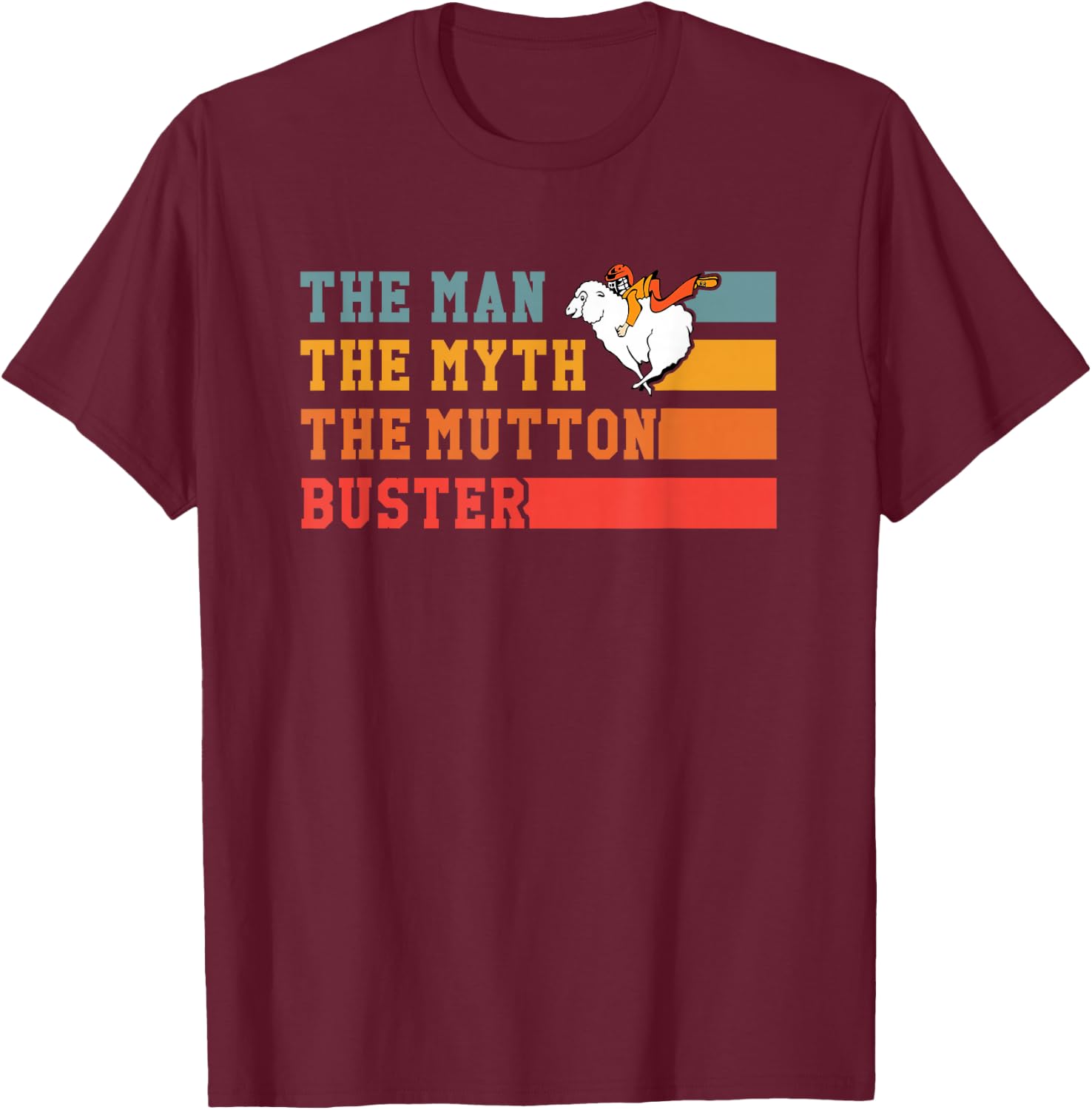 Mutton Busting Youth Rodeo Sheep Riding Kids Mutton Buster T-Shirt - T-Shirt | Maroon