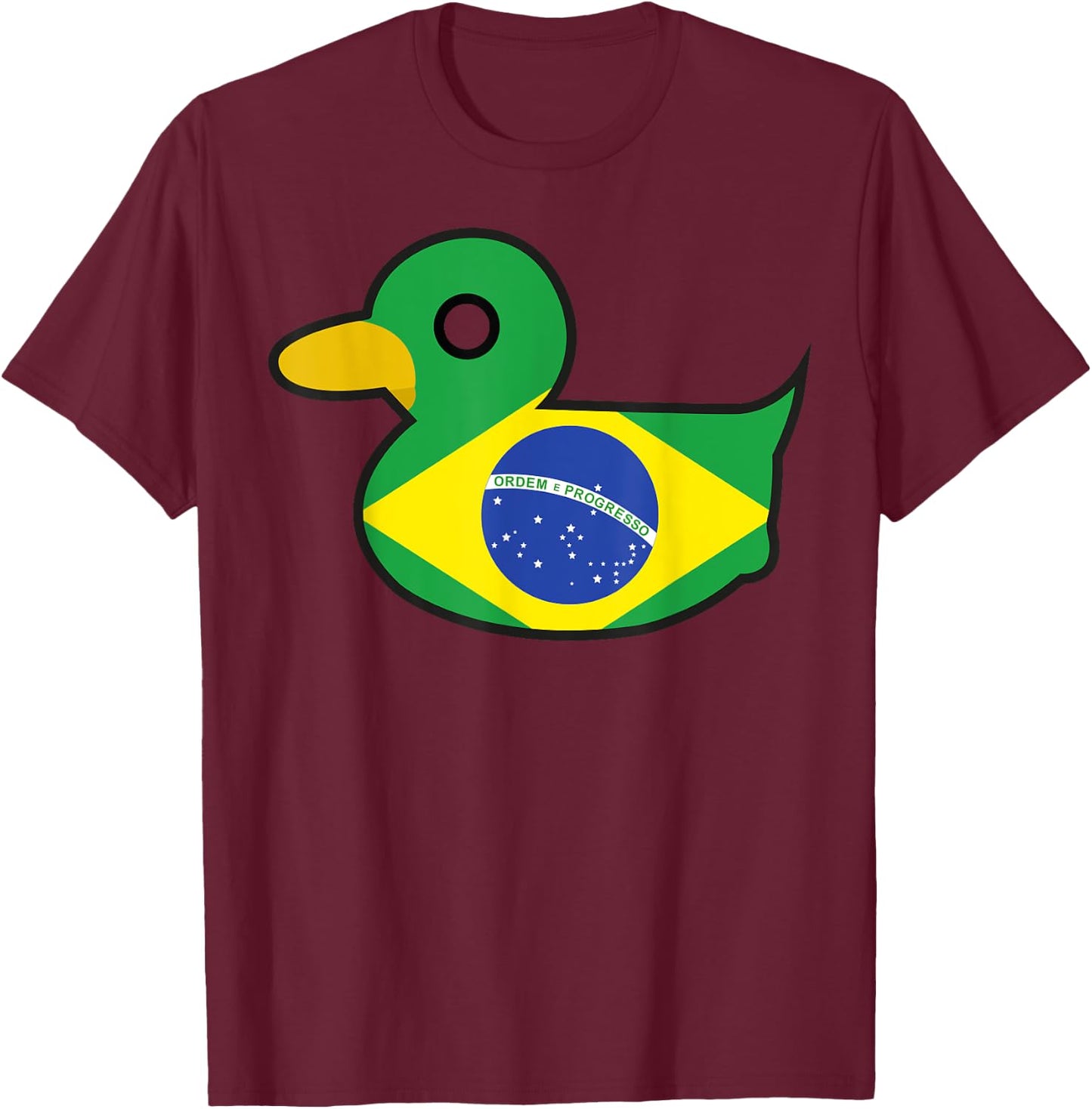 Funny Brazil Fans Duckie Duck T-Shirt - T-Shirt | Maroon