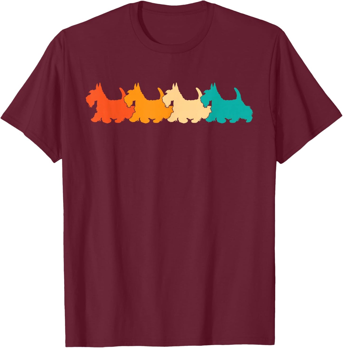 Scottish Terrier Retro Vintage Scottie Dog T-Shirt - T-Shirt | Maroon