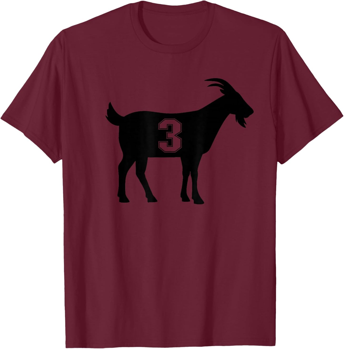 Goat 3 G.O.A.T. Number Three Goat T-Shirt - T-Shirt | Maroon