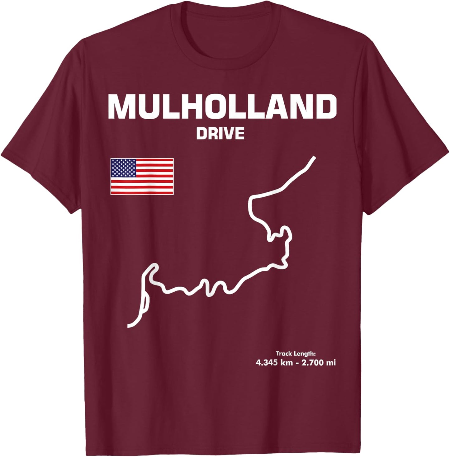 US road canyon drive mulholland fun car racing T-Shirt - T-Shirt | Maroon
