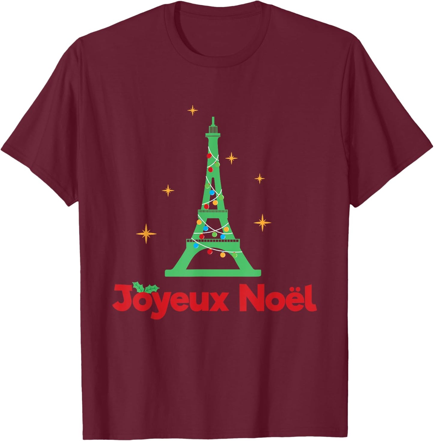French Merry Christmas - Joyeux Noel T-Shirt - T-Shirt | Maroon