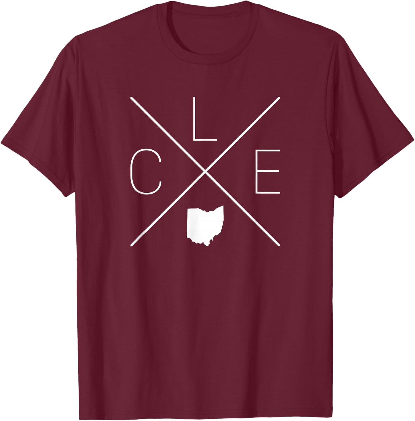 CLE Cross Design - Cleveland Ohio T-Shirt - T-Shirt | Maroon