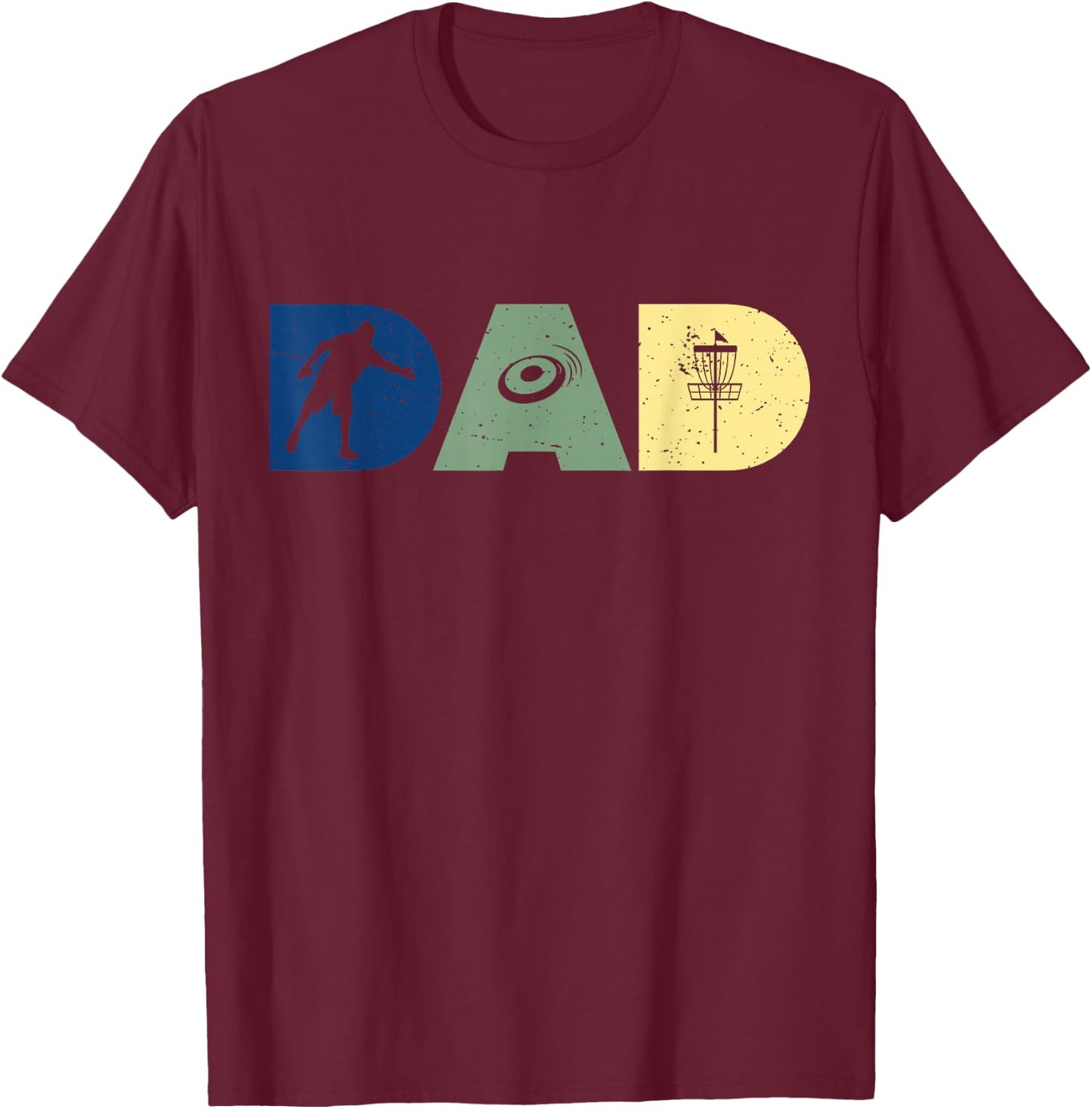Funny Dad Disc Golf Player Sport Fathers Day Vintage Retro T-Shirt - T-Shirt | Maroon