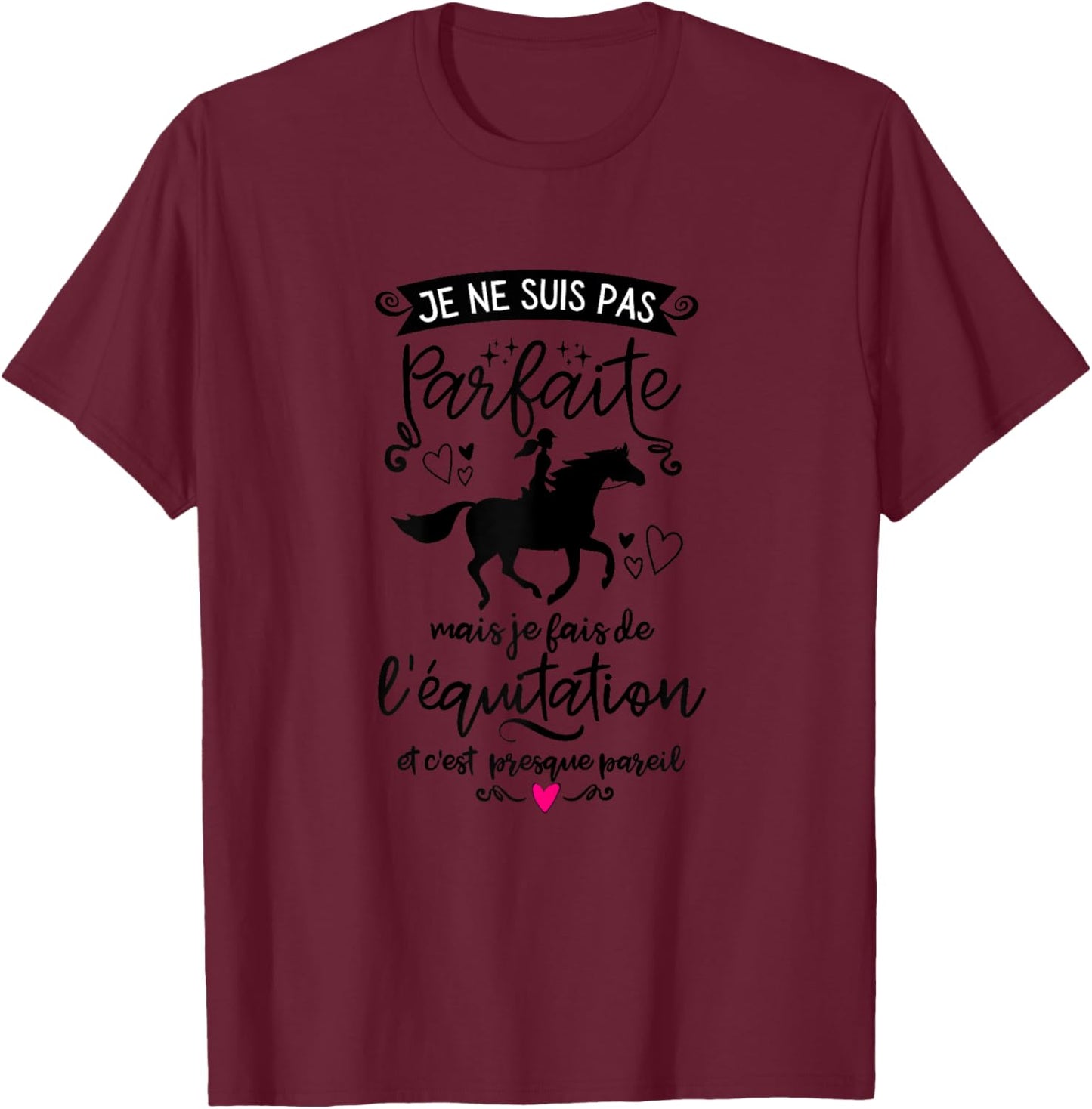 Woman Riding Fan Horses Rider Woman Funny Idea Rider , white T-Shirt - T-Shirt | Maroon