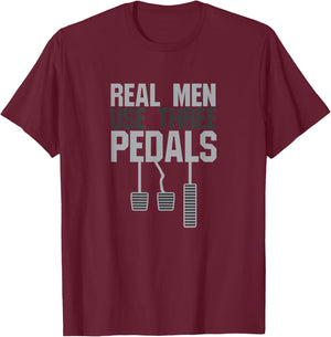 Funny Car Guy Gift - Real Men Use Three Pedals Small T-Shirt - T-Shirt | Maroon
