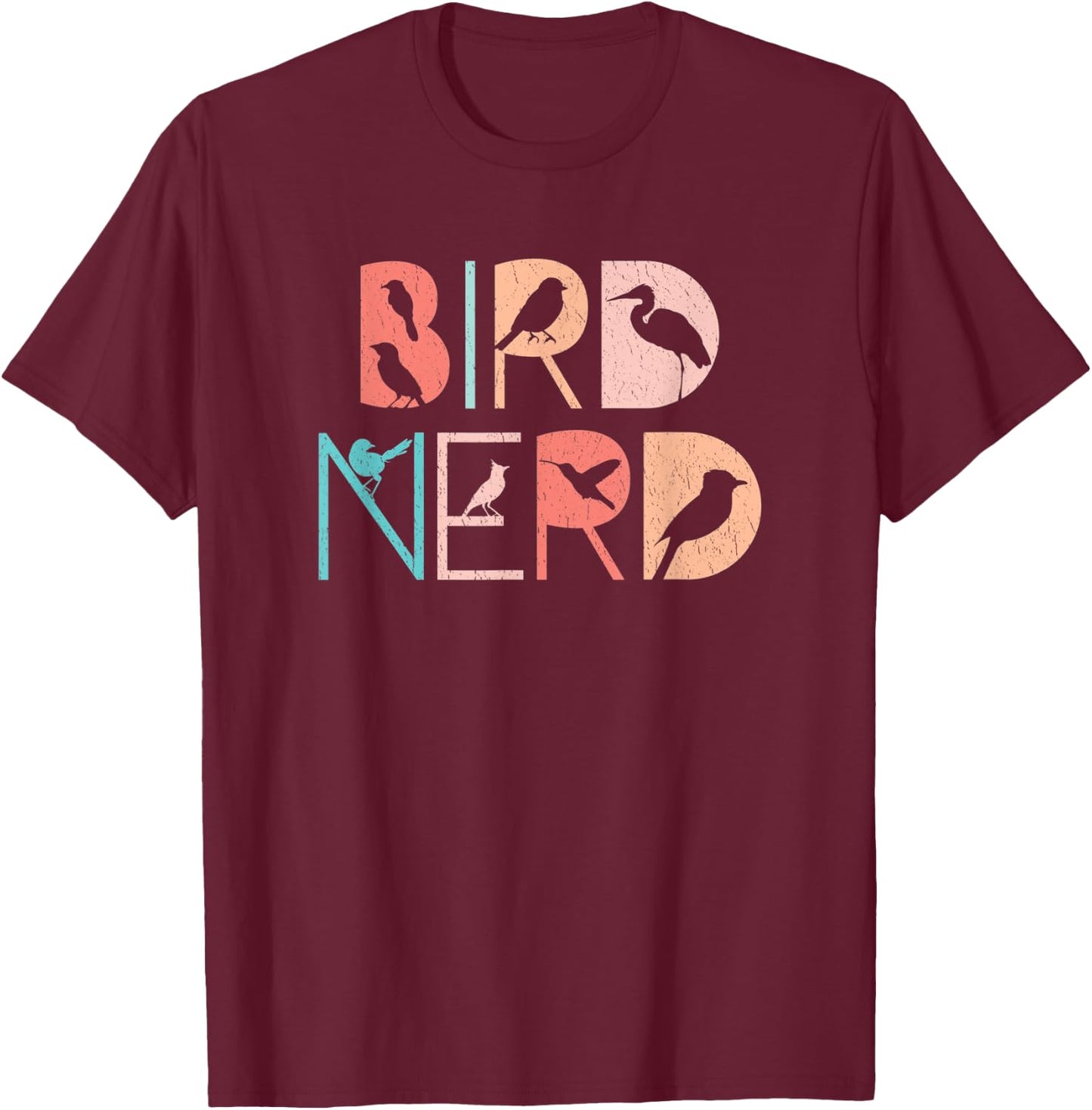 Bird Nerd - Retro Bird Watching T-Shirt - T-Shirt | Maroon