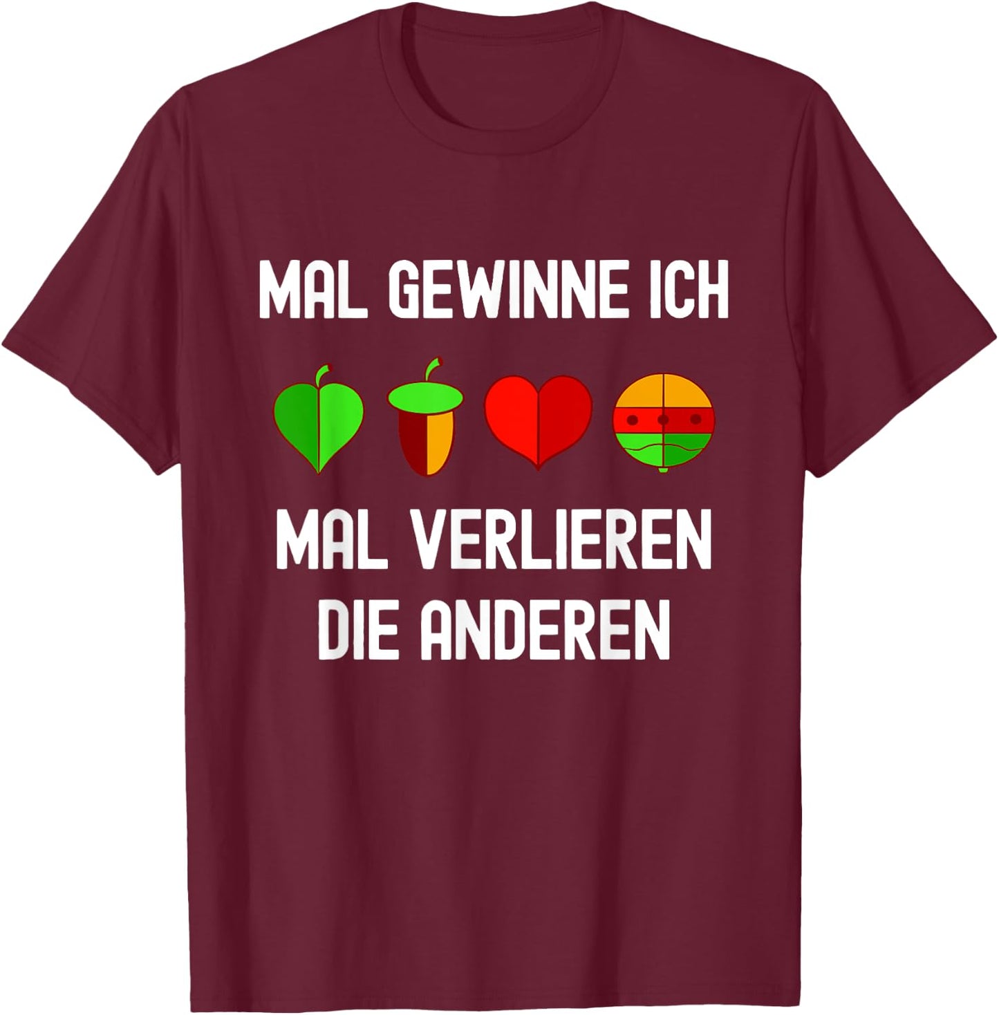 Schafkopf Kartenspiel Spielkarten Bayerischer Schafkopf T-Shirt - T-Shirt | Maroon