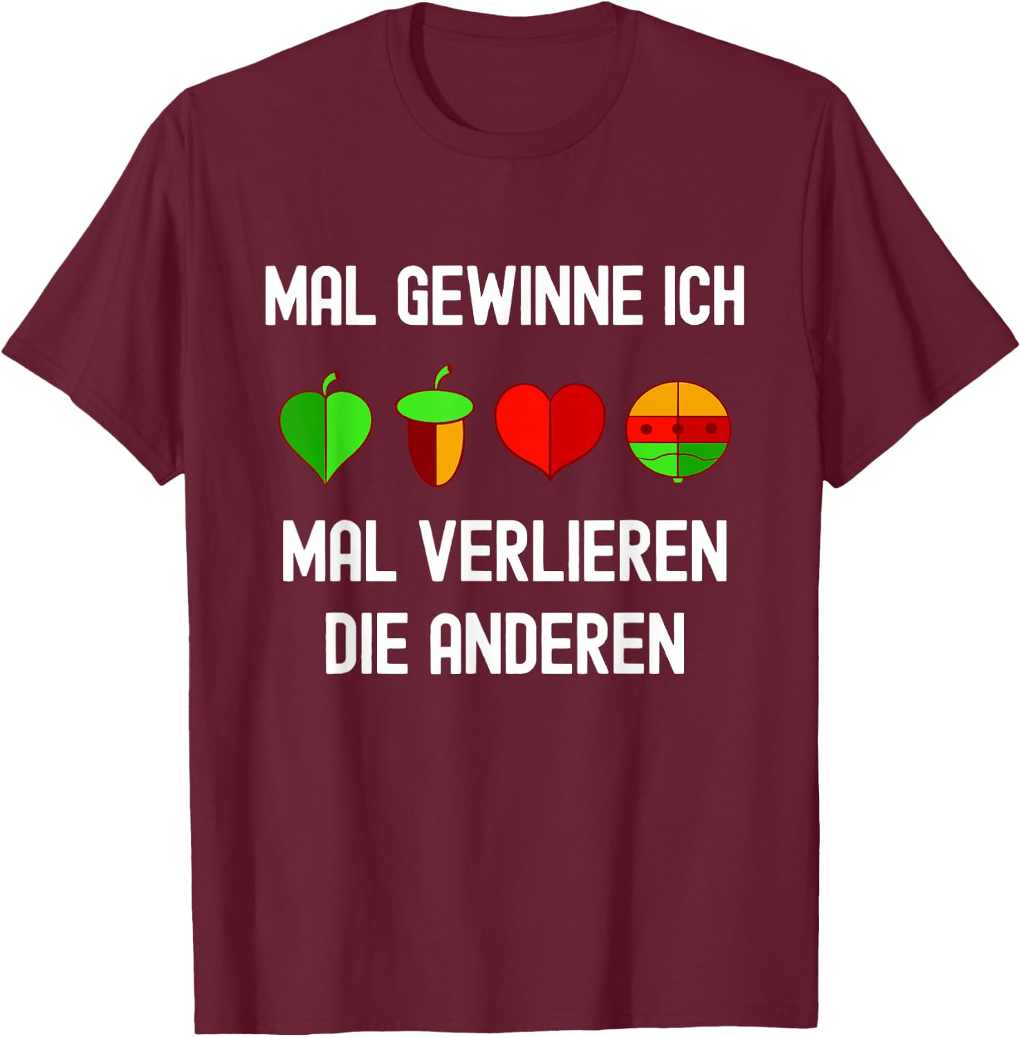 Schafkopf Kartenspiel Spielkarten Bayerischer Schafkopf T-Shirt - T-Shirt | Maroon