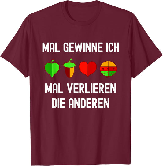 Schafkopf Kartenspiel Spielkarten Bayerischer Schafkopf T-Shirt - T-Shirt | Maroon