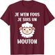 Funny Cute Sheep I Don't Care I'm a Mouton , Black, S T-Shirt - T-Shirt | Maroon