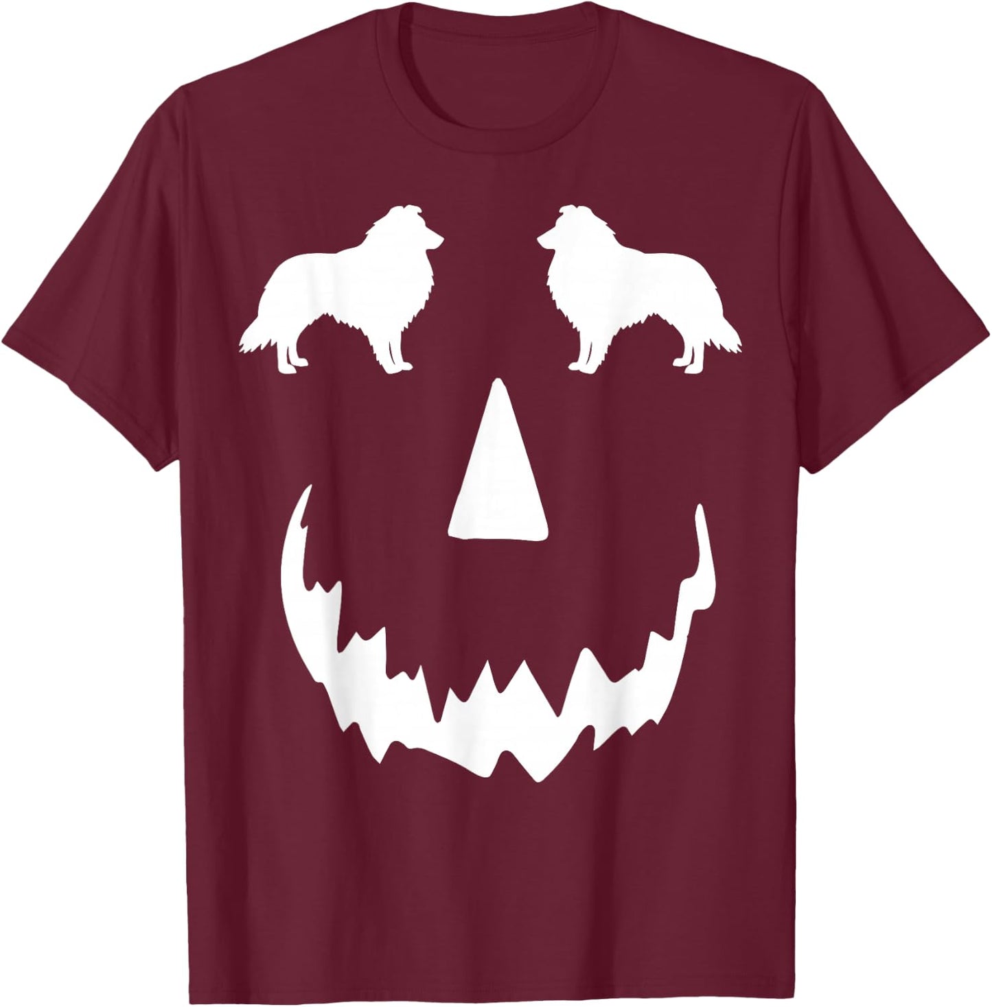 pumpkin Sheltie halloween, Shetland Sheepdog halloween T-Shirt - T-Shirt | Maroon