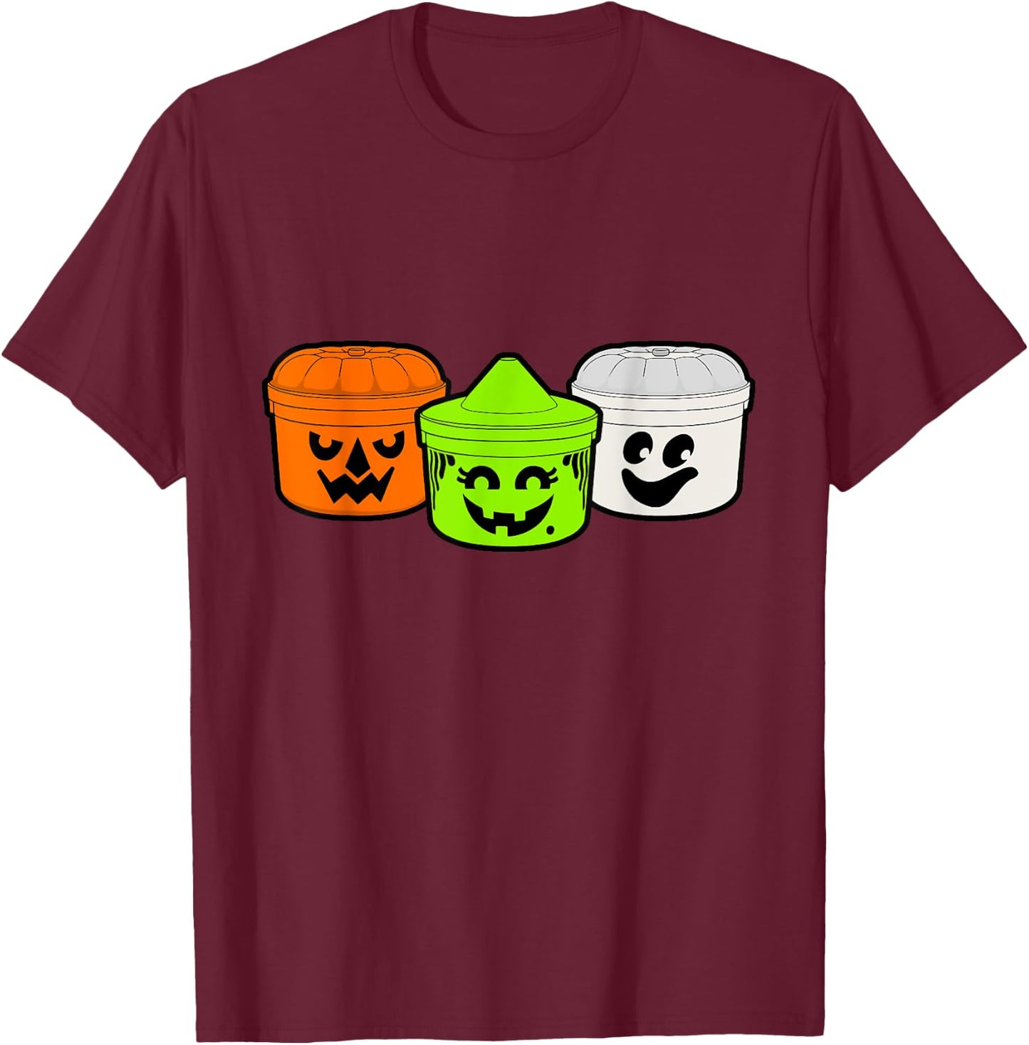 Boo Buckets Halloween Pumpkin Witch And Ghost T-Shirt - T-Shirt | Maroon