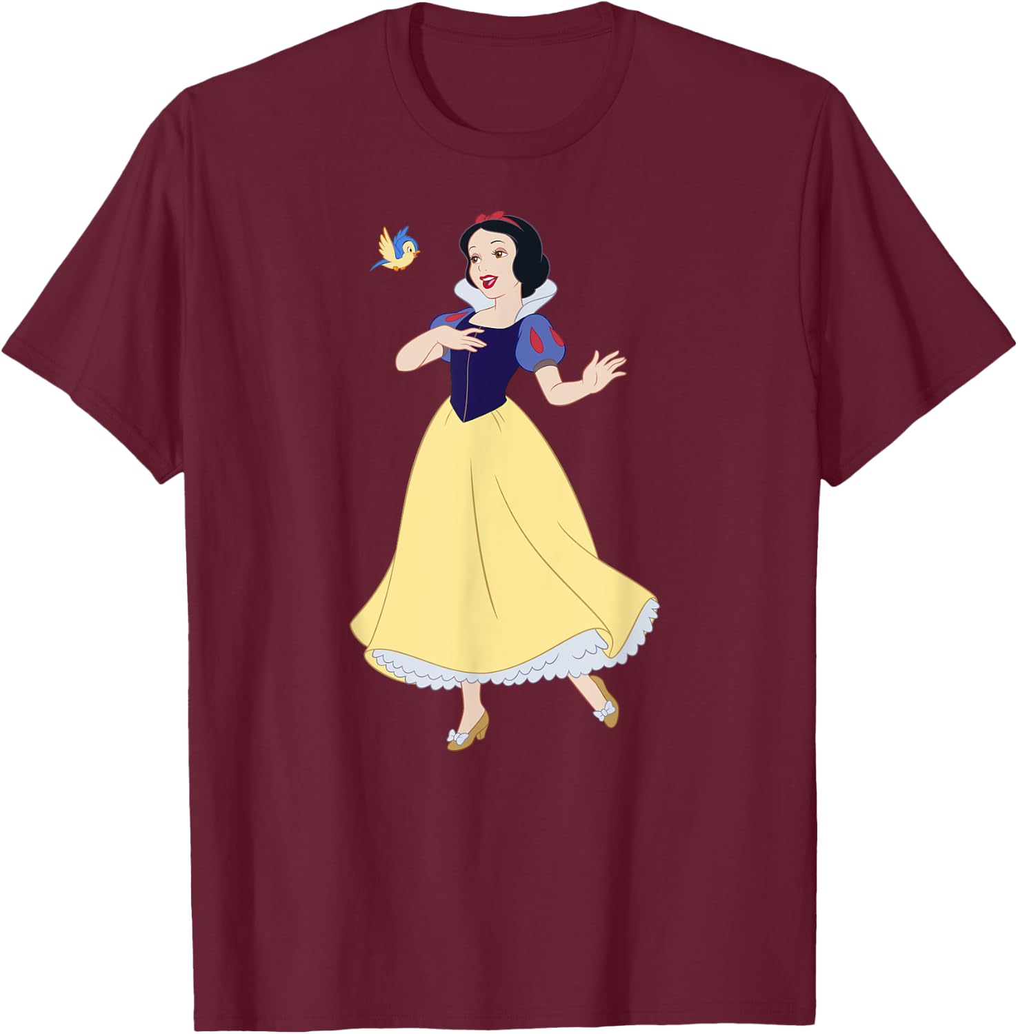 with Princess Snow White Singing Bird Design, blue T-Shirt - T-Shirt | Maroon