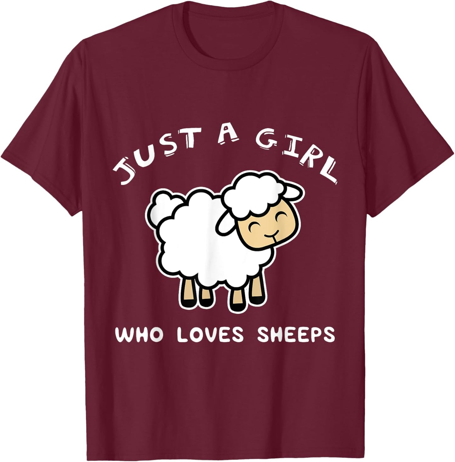 Just A Girl Who Loves Sheep Shirt, Sheep , Farm Shirt T-Shirt - T-Shirt | Maroon