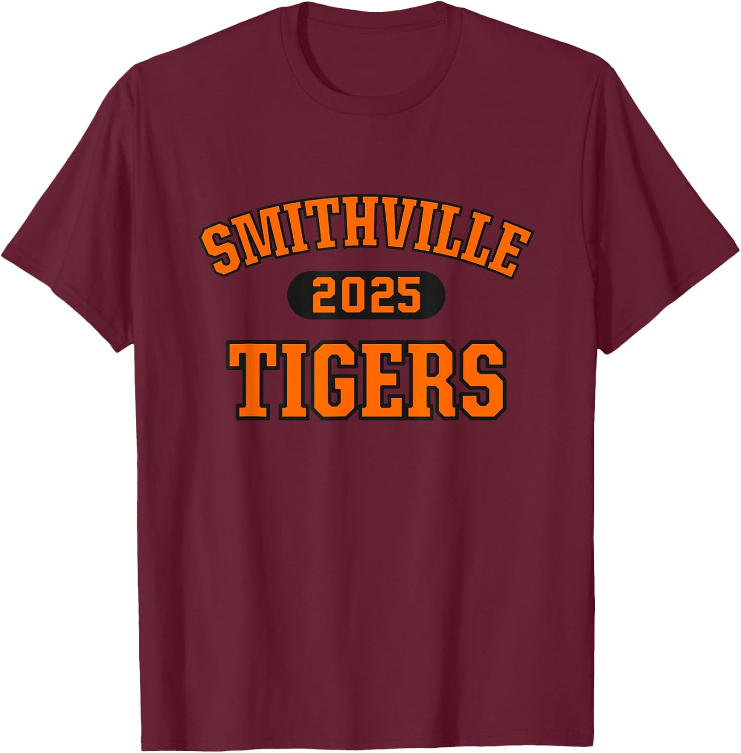Smithville Tigers High School Arch 2025 T-Shirt - T-Shirt | Maroon