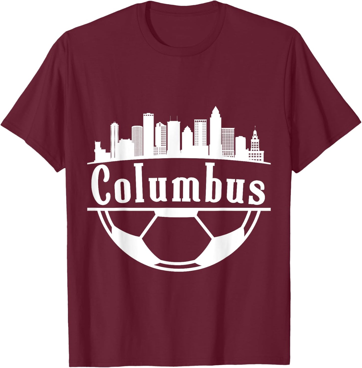 Columbus Ohio State Soccer City Skyline T-Shirt - T-Shirt | Maroon
