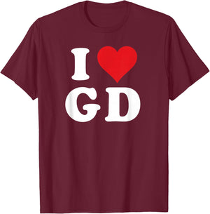 I Love GD Initials I Heart G.D. First Last Name G D T-Shirt - T-Shirt | Maroon