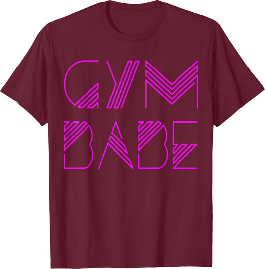 Gym Babe Sassy 80s Lettering Typography Workout T-Shirt - T-Shirt | Maroon