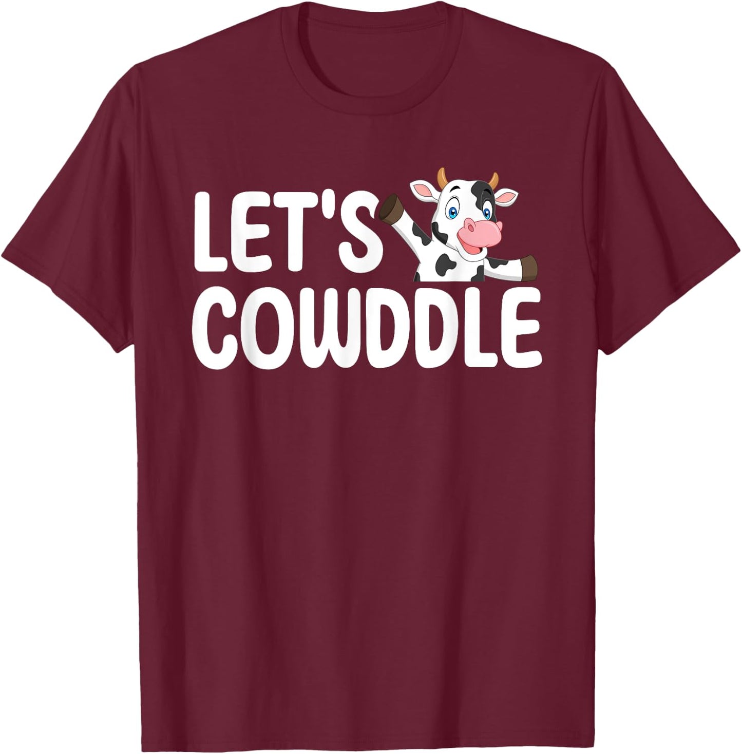 Lets Cowddle Cow Sleeping Cow Cuddle Pajama T-Shirt - T-Shirt | Maroon