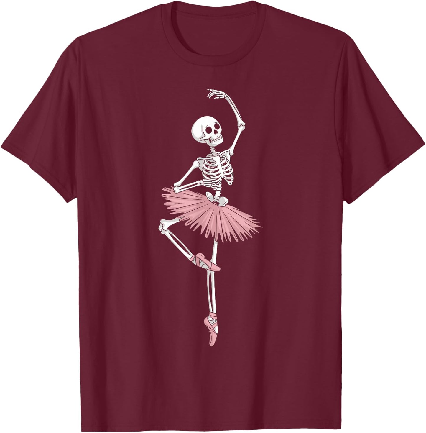 Skeleton Dancing Ballet Lovers Spooky Halloween Dancer T-Shirt - T-Shirt | Maroon