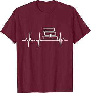 Books Heartbeat T-Shirt - T-Shirt | Maroon