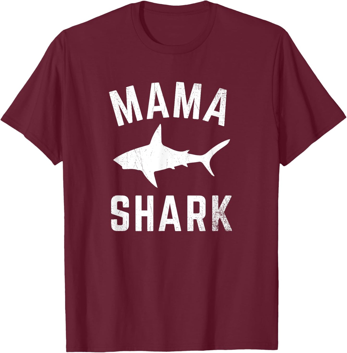 Mama Shark Family Matching Funny Shark Mommy Designer T-Shirt - T-Shirt | Maroon