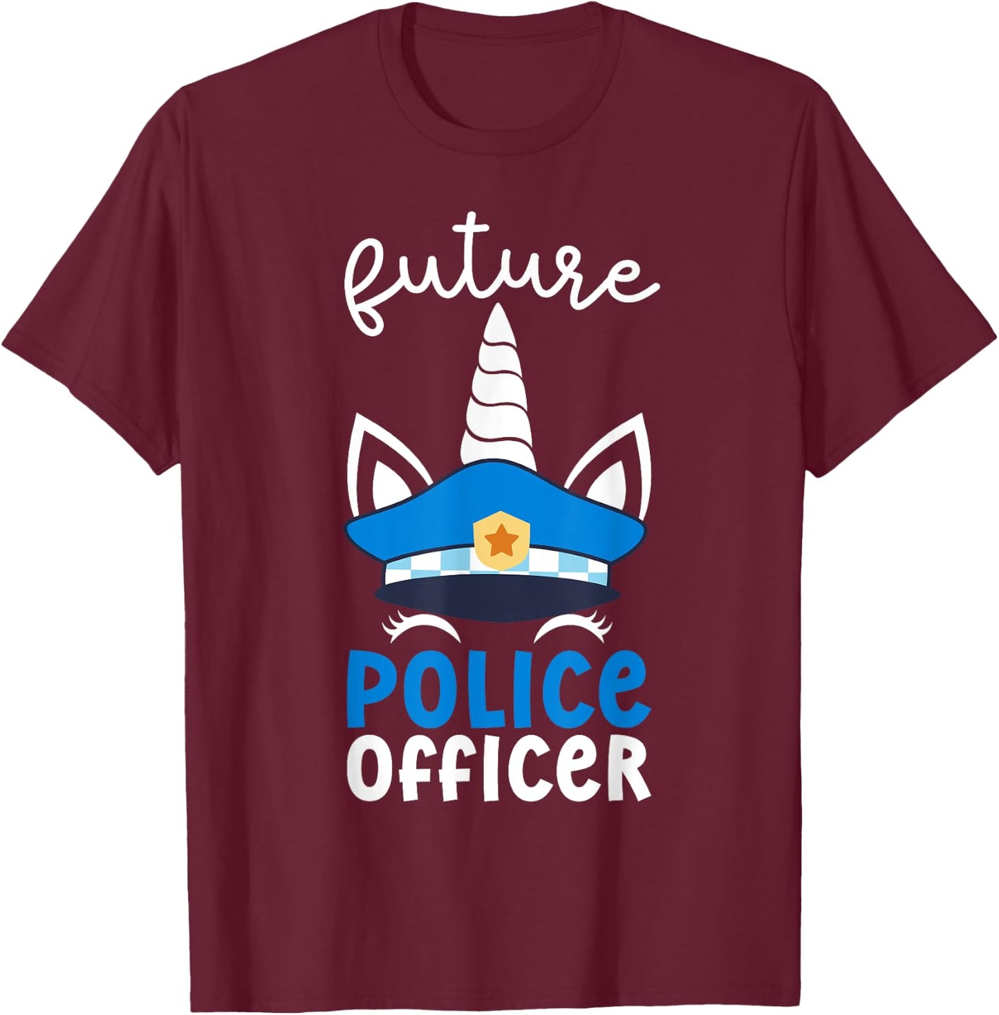 Future Police Officer Girl Unicorn Future Policeman Kids T-Shirt - T-Shirt | Maroon