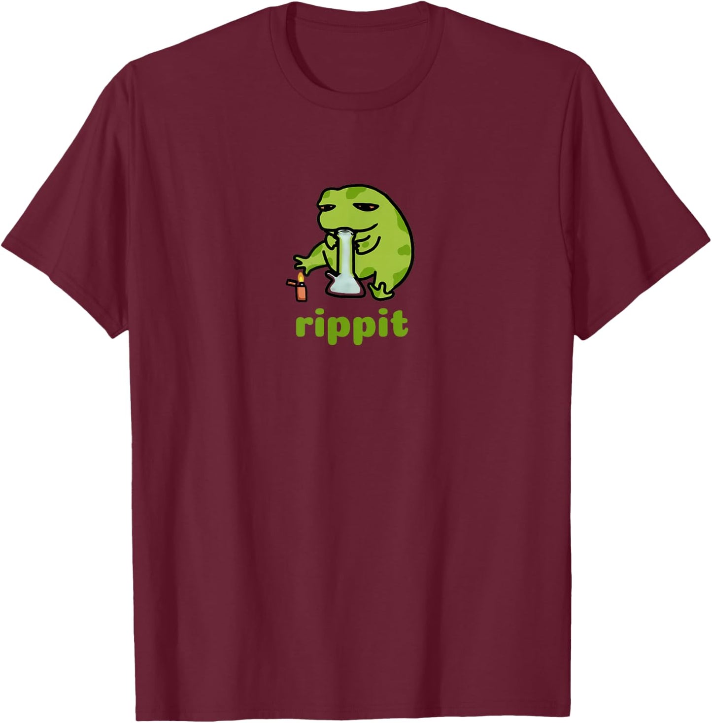 Rippit Stoner Frog | Weed, Marijuana Smoker, Cannabis 420 T-Shirt - T-Shirt | Maroon