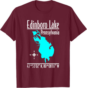 Modern Edinboro Lake - Pennsylvania T-Shirt - T-Shirt | Maroon