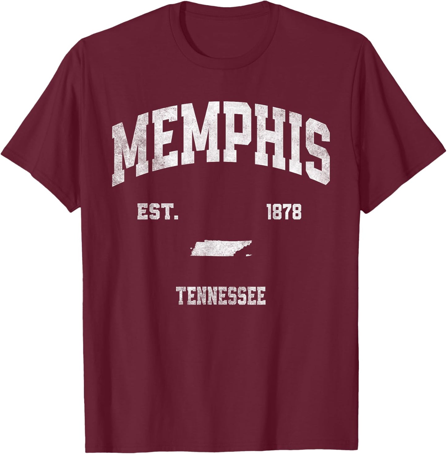 Memphis Tennessee TN Athletic Throwback Souvenir T-Shirt - T-Shirt | Maroon