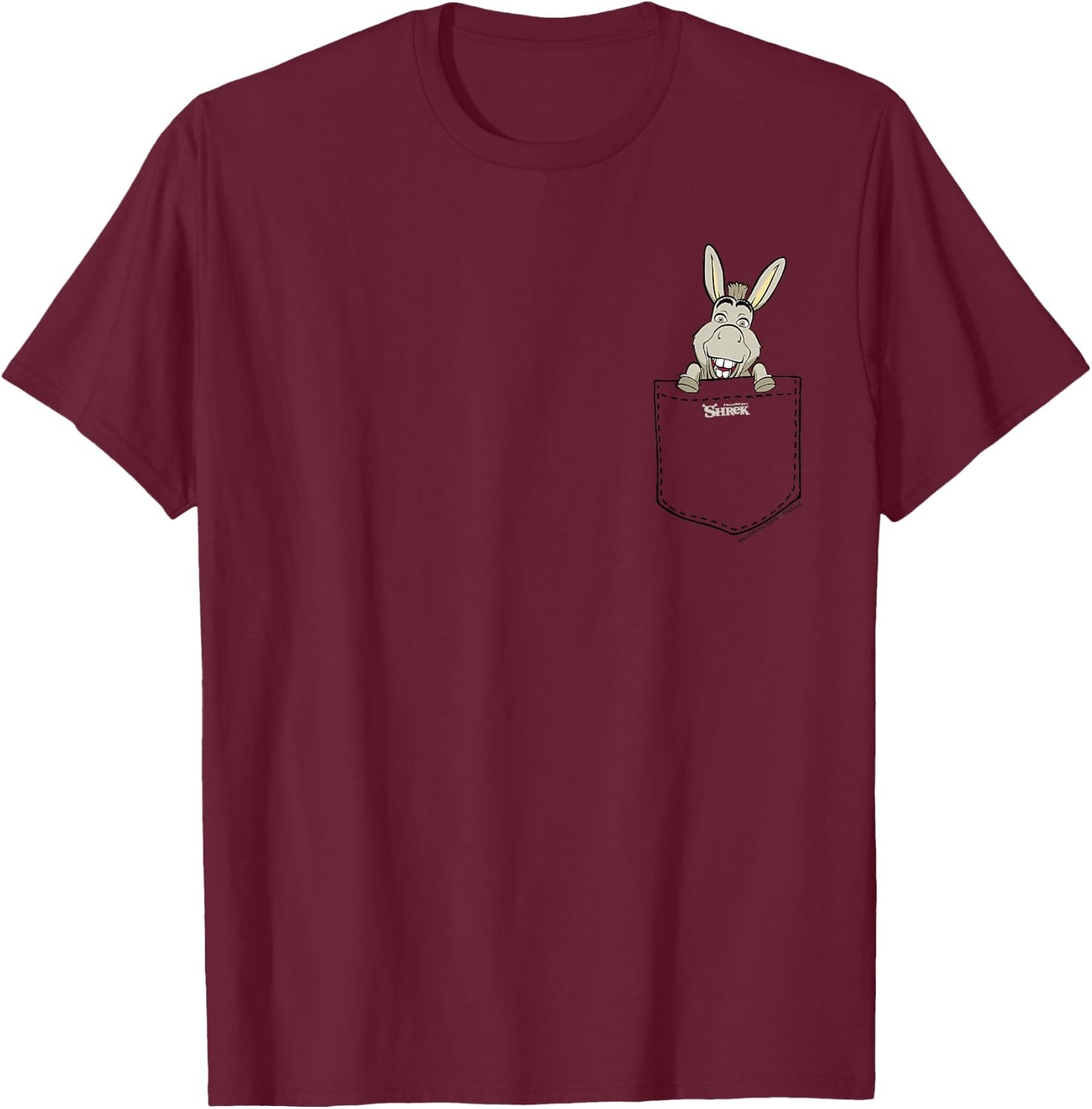 Shrek Donkey In My Pocket Hit , grey, S T-Shirt - T-Shirt | Maroon