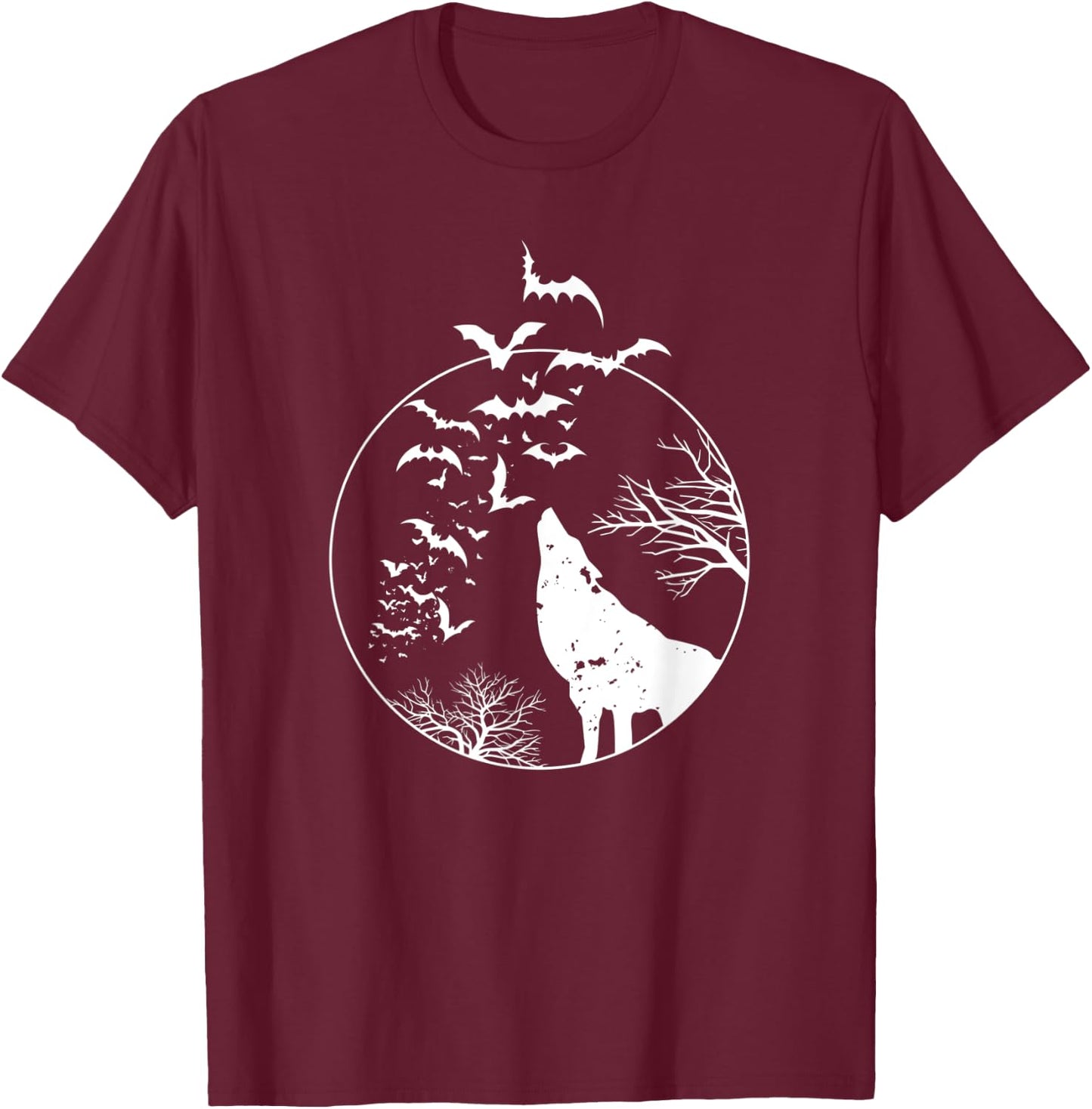 Scary bats werewolf wolf Halloween costume T-Shirt - T-Shirt | Maroon