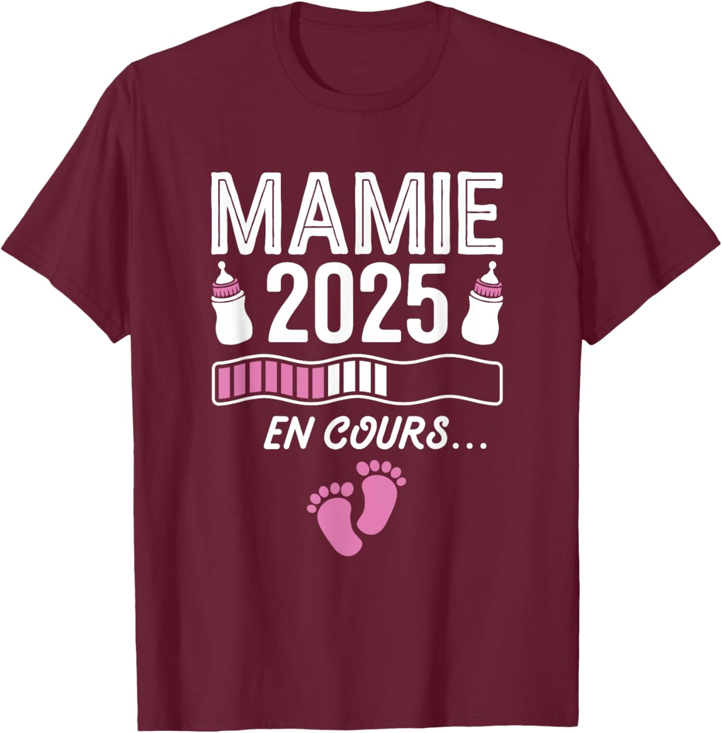 Granny In Progress 2025 Announcement Pregnancy Future Granny 2025 , Black, S T-Shirt - T-Shirt | Maroon