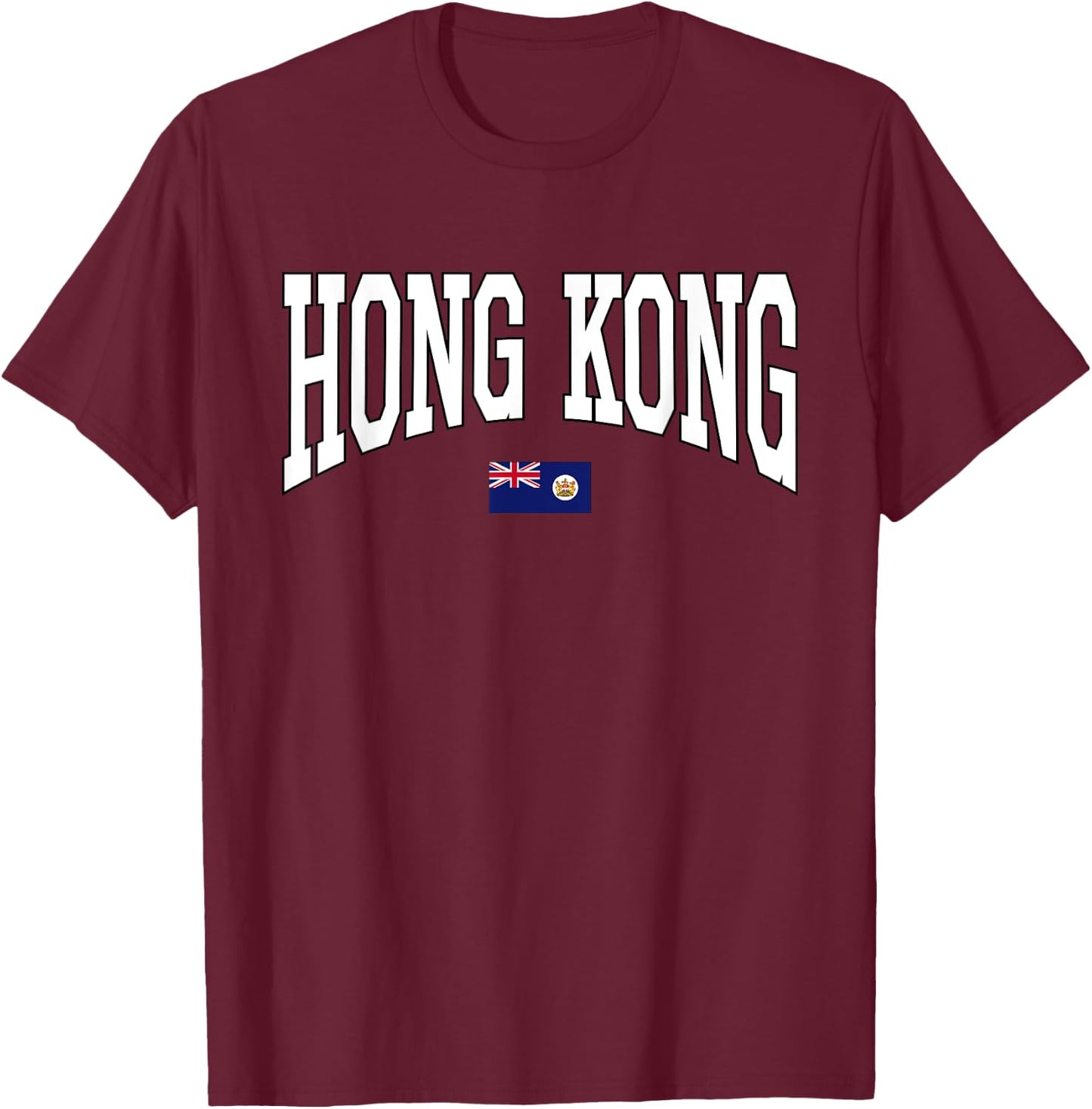 Classic British Hong Kong Flag Hongkonger Vintage Campus T-Shirt - T-Shirt | Maroon