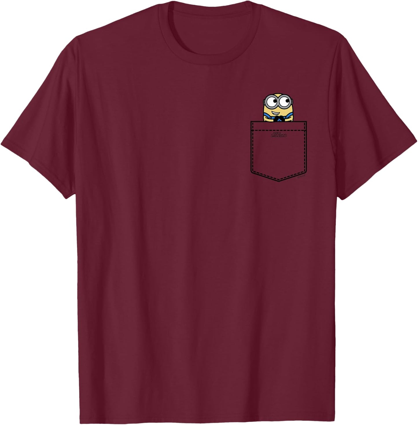 Minions Bob Mischievous Smile Pocket Hit , gray T-Shirt - T-Shirt | Maroon