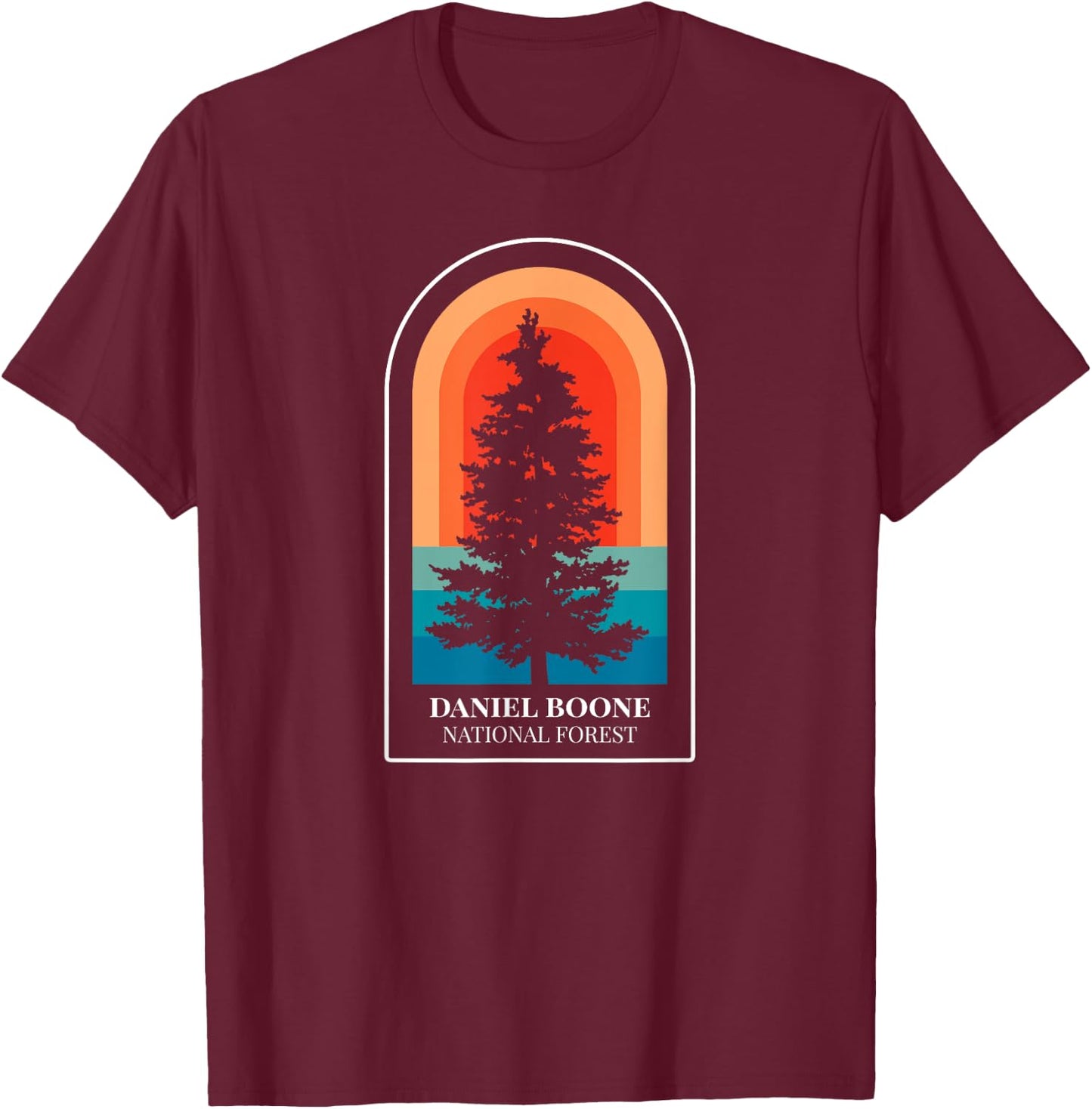 Retro Daniel Boone National Forest Kentucky Hiking T-Shirt - T-Shirt | Maroon