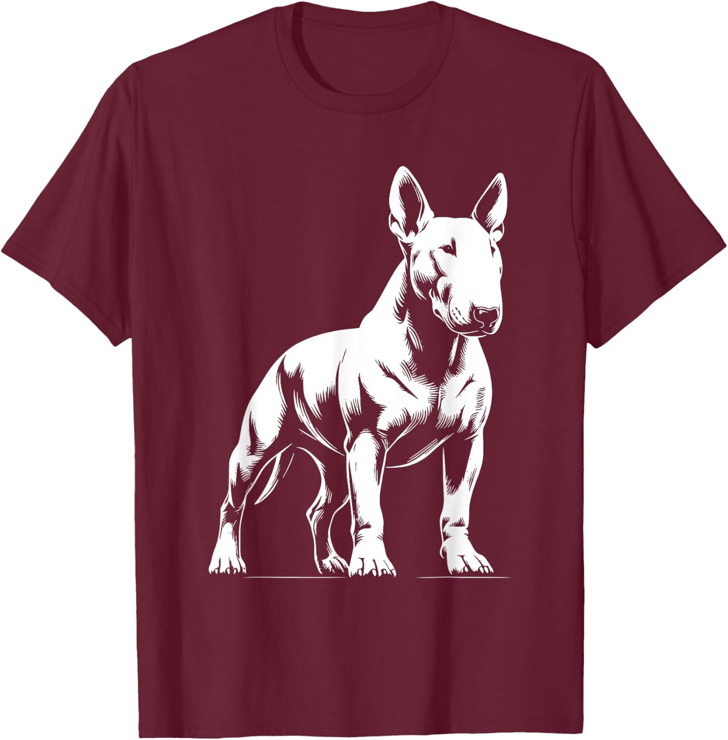 Dog Dad Mom Lover – Monochromatischer Bullterrier T-Shirt - T-Shirt | Maroon