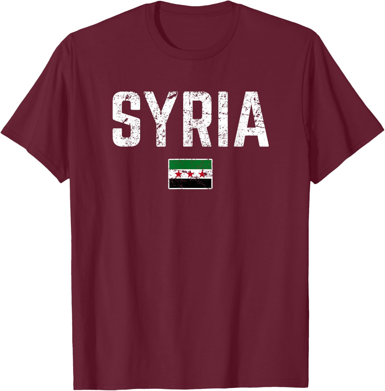SYRIA Flag Vintage | Men Women Kids | SYRIA T-Shirt - T-Shirt | Maroon