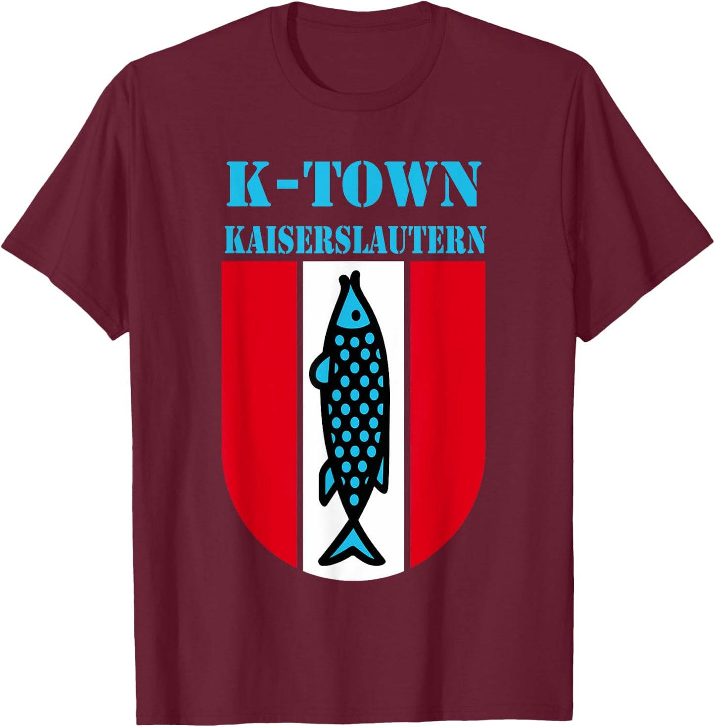 K-Town Kaiserslautern Deutschland Fisch Emblem Vintage T-Shirt - T-Shirt | Maroon